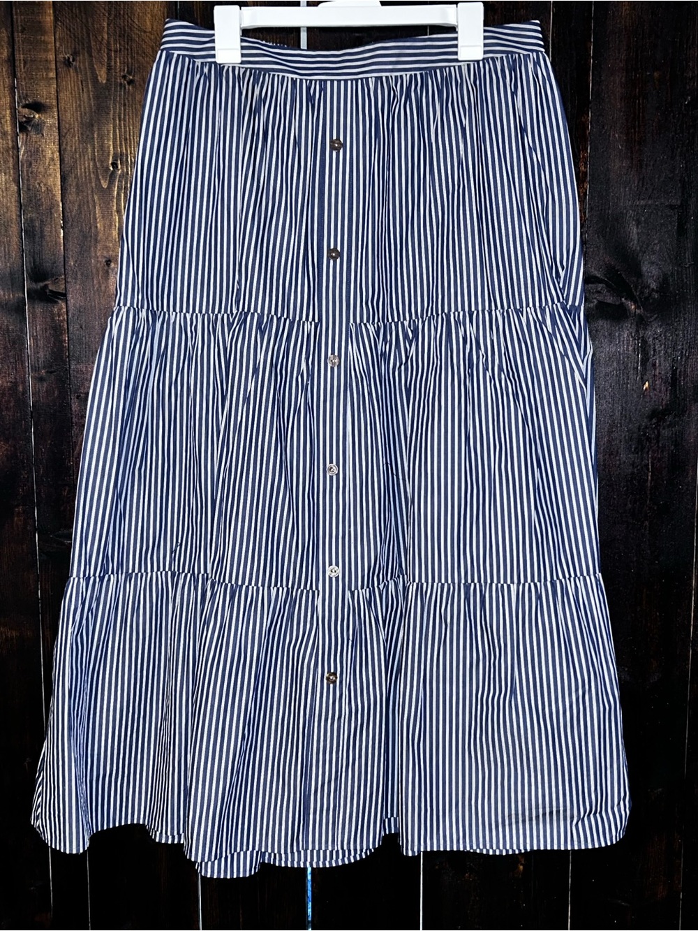 Lane Bryant Blue & White Striped Button-Front Skirt